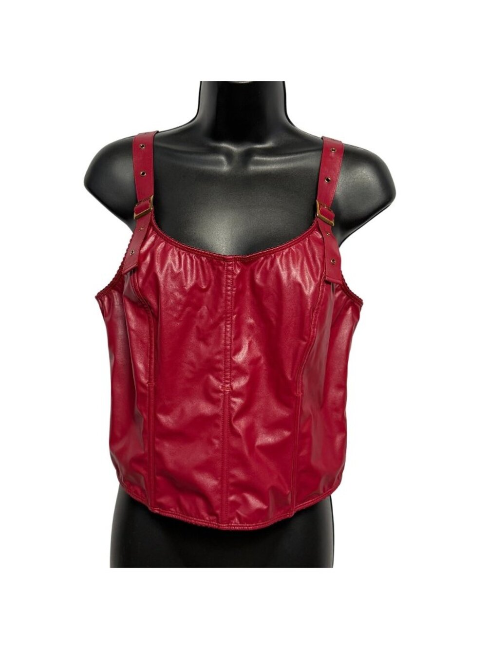 Torrid Curve Bustier Red Burgundy Faux Leather Adjustable Straps Size 2